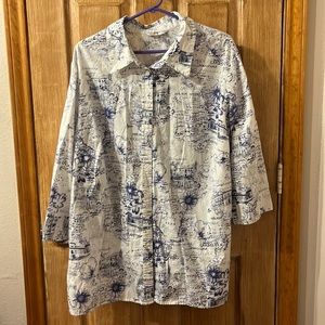 Unique Navy and White Blouse